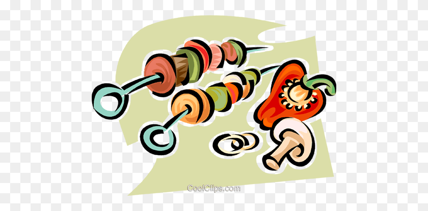 480x355 Shish Kebab Royalty Free Vector Clip Art Illustration - Kebab Clipart