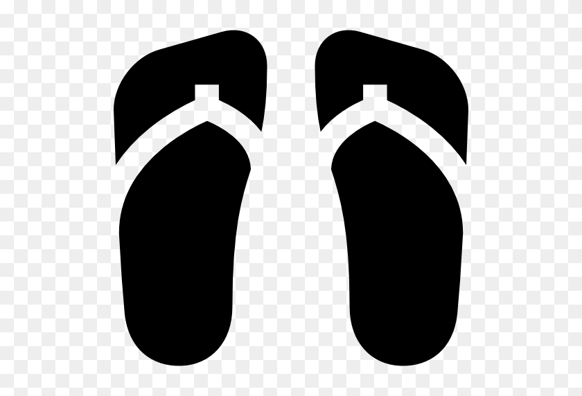 512x512 Значок Обувь - Вьетнамки Клипарт Черно-Белые