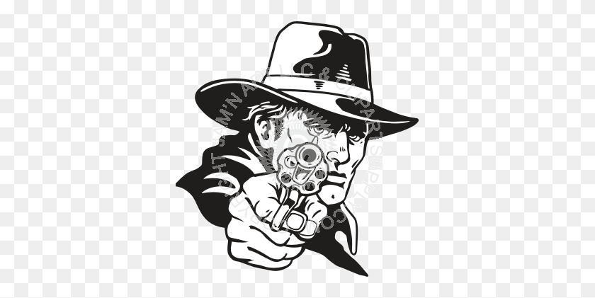 343x361 Shooter Clipart Cowboy Gun - Guns Clipart En Blanco Y Negro