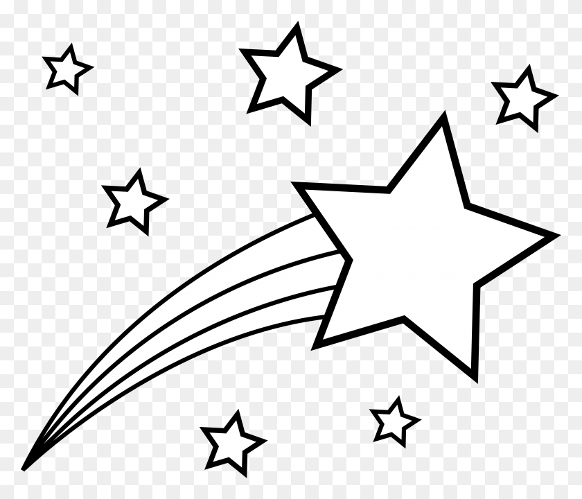 5221x4421 Shooting Star Colorable Line Art - Meteor Clipart