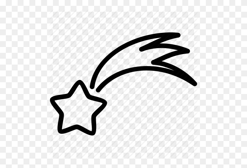 512x512 Значок Падающей Звезды - Черно-Белый Космический Клипарт