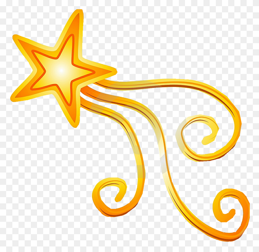 972x945 Shooting Stars Clip Art - Gold Star Clipart