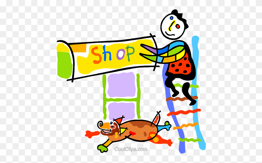 480x464 Shop Owner Royalty Free Vector Clip Art Illustration - Shop Clipart