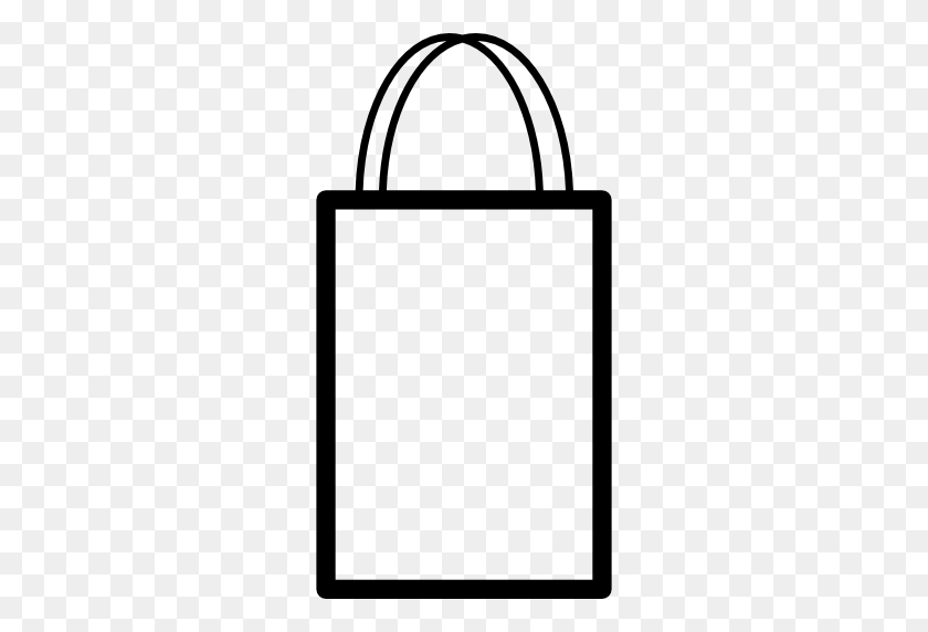 512x512 Shopping Bag Outline With Double Handle - Shopping Bag PNG