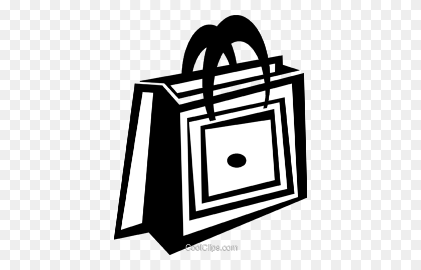 386x480 Shopping Bag Royalty Free Vector Clip Art Illustration - Shopping Bag Clipart Black And White