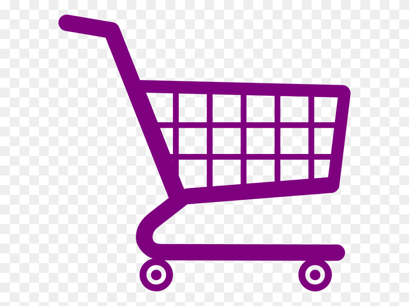 600x568 Shopping Cart Purple Clip Art - Grocery Cart Clipart