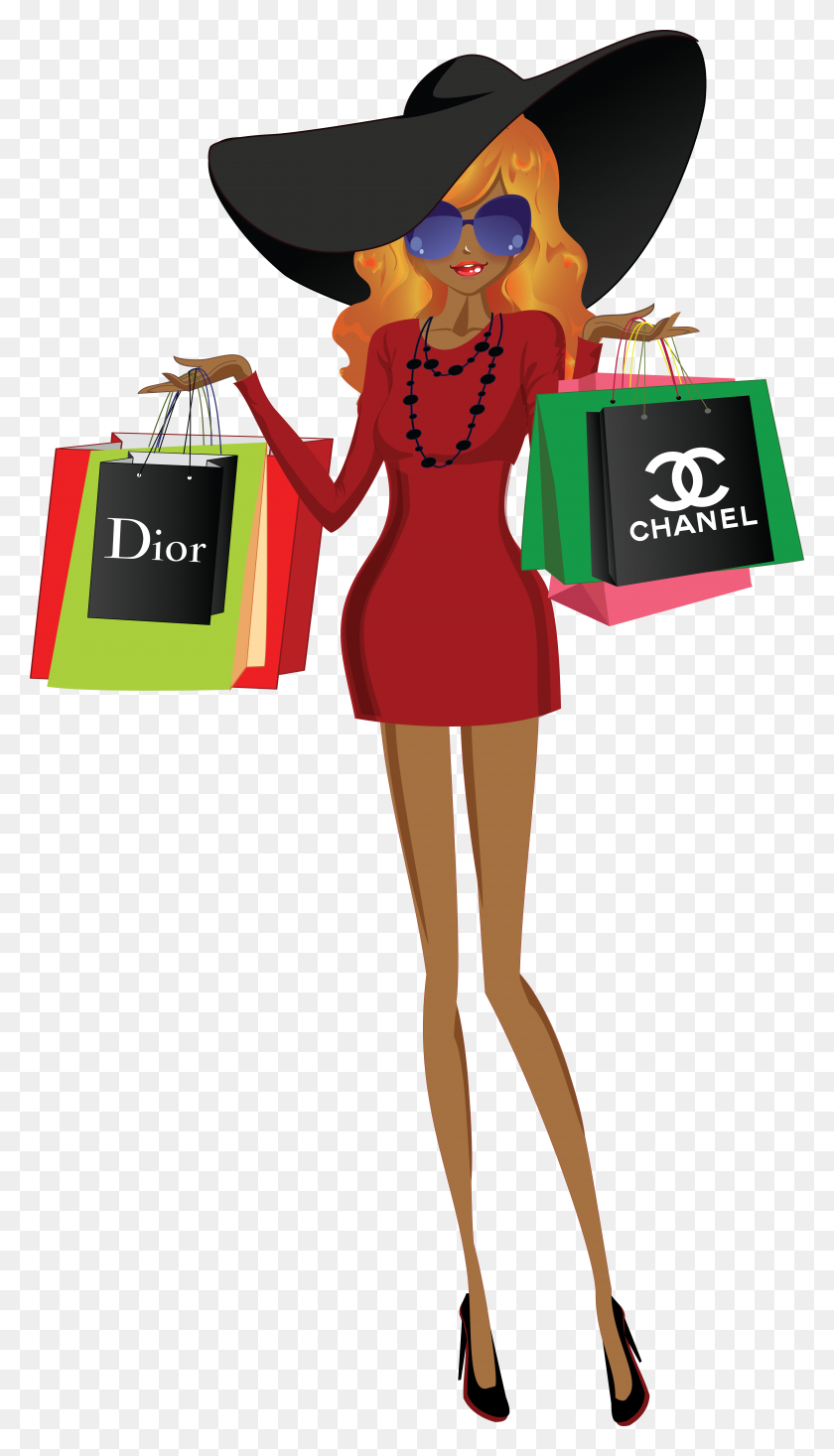 5812x10488 Shopping Girls Clipart Digital Paper,illustration Planner Shopping - Shopping Clipart