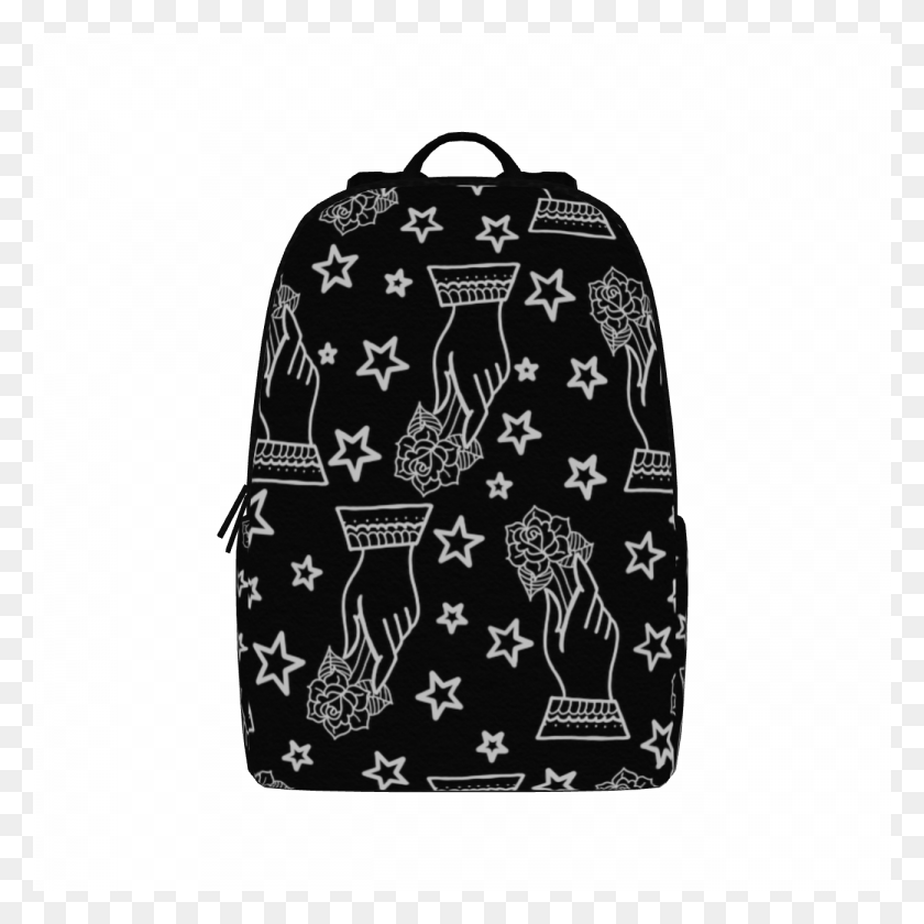 1300x1300 Shopping Goods Silver Stars And Hands Large Backpack - Silver Stars PNG