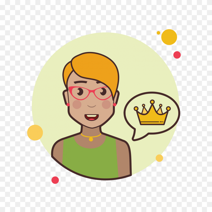 Short Blond Hair Girl Crown Icon - Crown Vector PNG