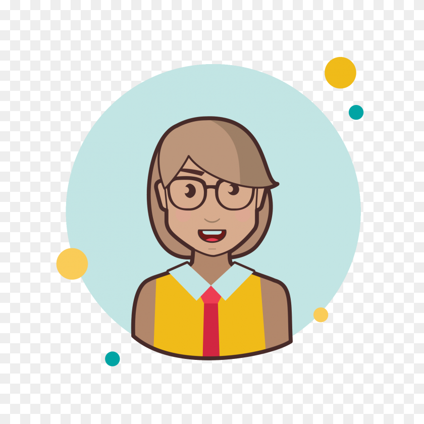 1600x1600 Short Hair Business Lady With Glasses Icon - Cartoon Glasses PNG