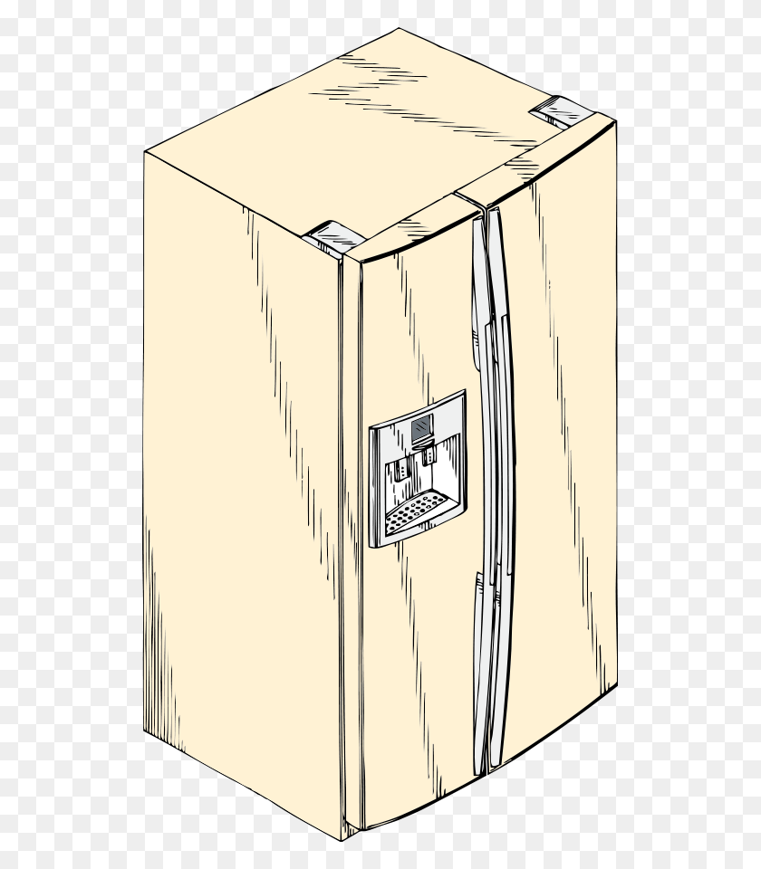 525x900 Боковой - Холодильник Клипарт Черно-Белое