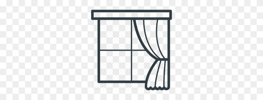 260x260 Side Curtains Clipart - Glass Window Clipart