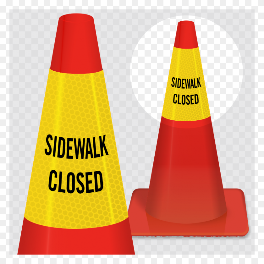 800x800 Sidewalk Closed Cone Collar Signs, Sku - Sidewalk PNG