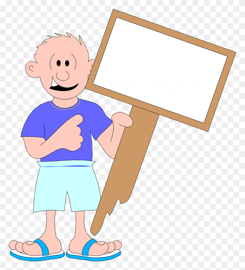 958x1067 Sign Blank Free Stock Photo Illustration Of A Man Holding - Blank Sign PNG