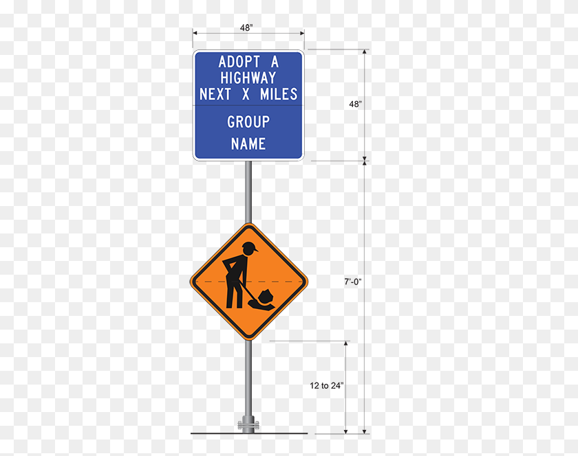 293x604 Sign Guidelines And Applications Manual Adopt A Highway Signs - Highway Sign PNG