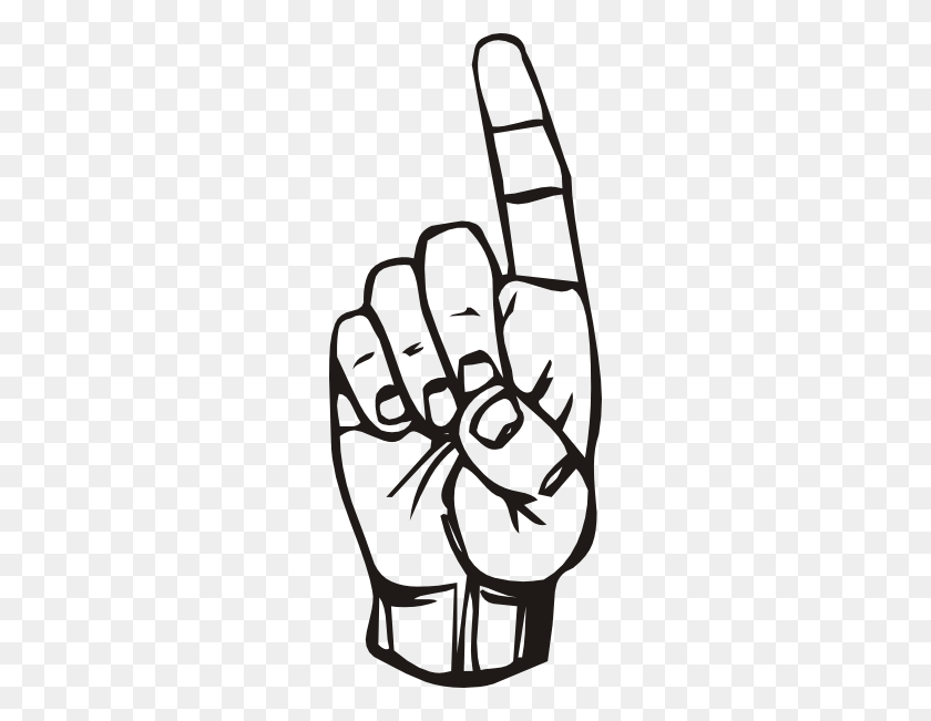 246x591 Sign Language D Finger Pointing Clip Art - One Finger Clipart