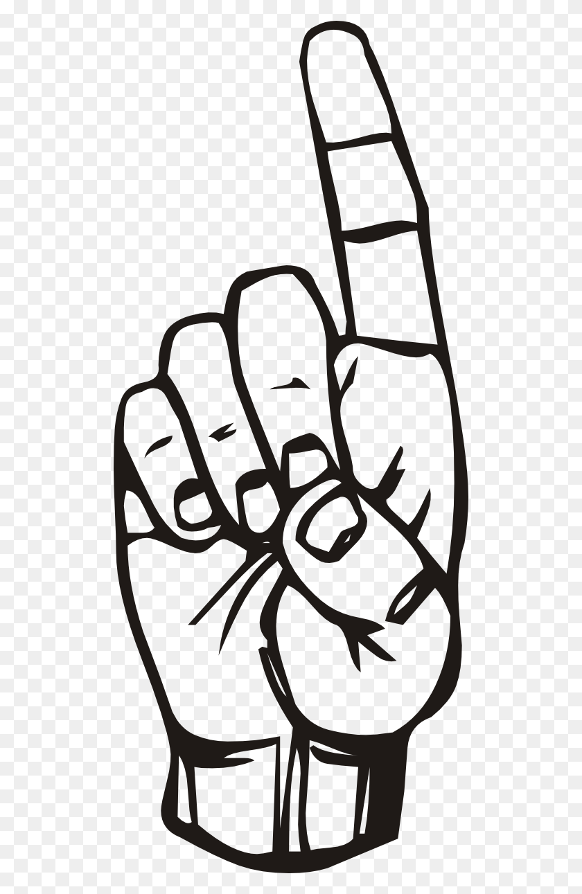 512x1231 Sign Language D Finger Pointing Clipart - Sign Language Clip Art