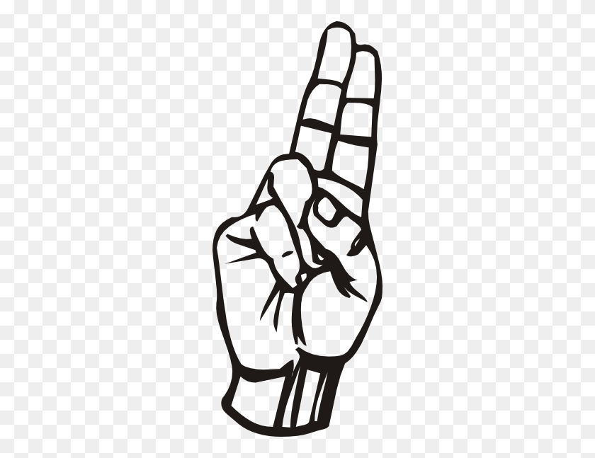 240x587 Sign Language U Clip Art Free Vector - Sign Language Clip Art
