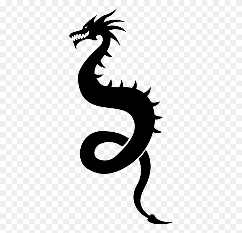 357x750 Silhouette Chinese Dragon Drawing Art - Reptile Clipart Black And White