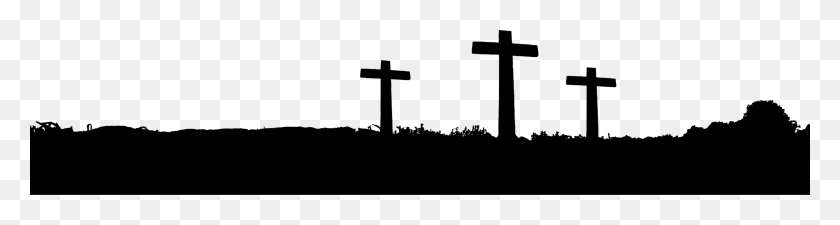 3543x750 Silhouette Christian Cross Christianity - Three Crosses Clipart