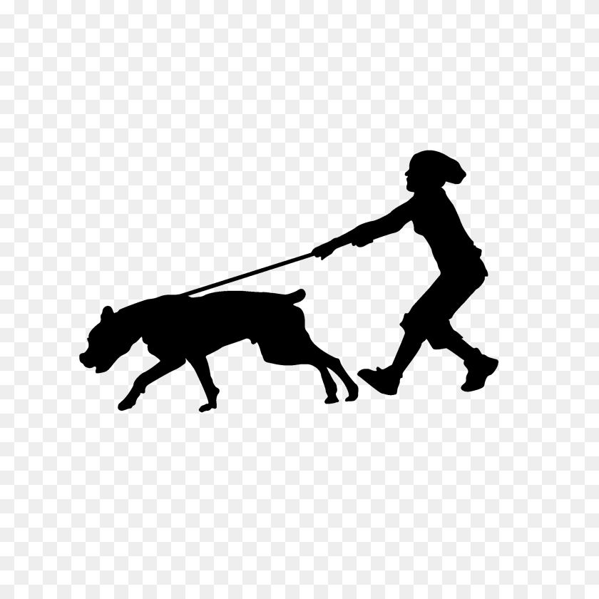 3988x3988 Silhouette Clip Art Of A Human Walking An Energetic Dog Dog - Walk The Dog Clipart