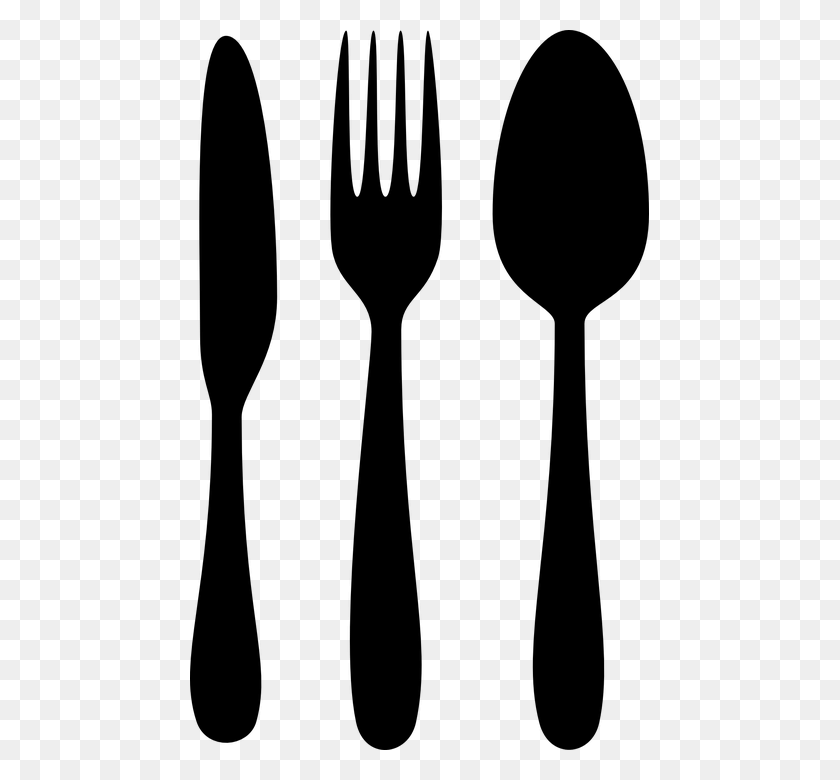 Silhouette Clipart Fork Knife Spoon - Plate And Fork Clipart