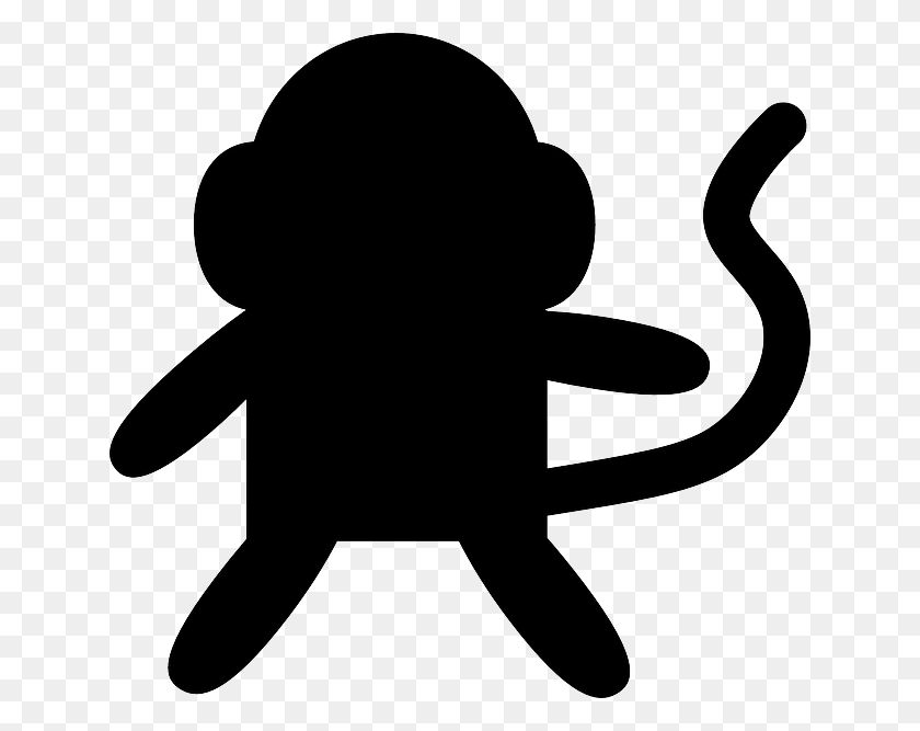 640x607 Silhouette Clipart Monkey - Hanging Monkey Clipart