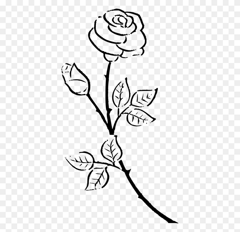 410x750 Silhouette Drawing Rose Black And White Flower - Rose Clipart Black And White