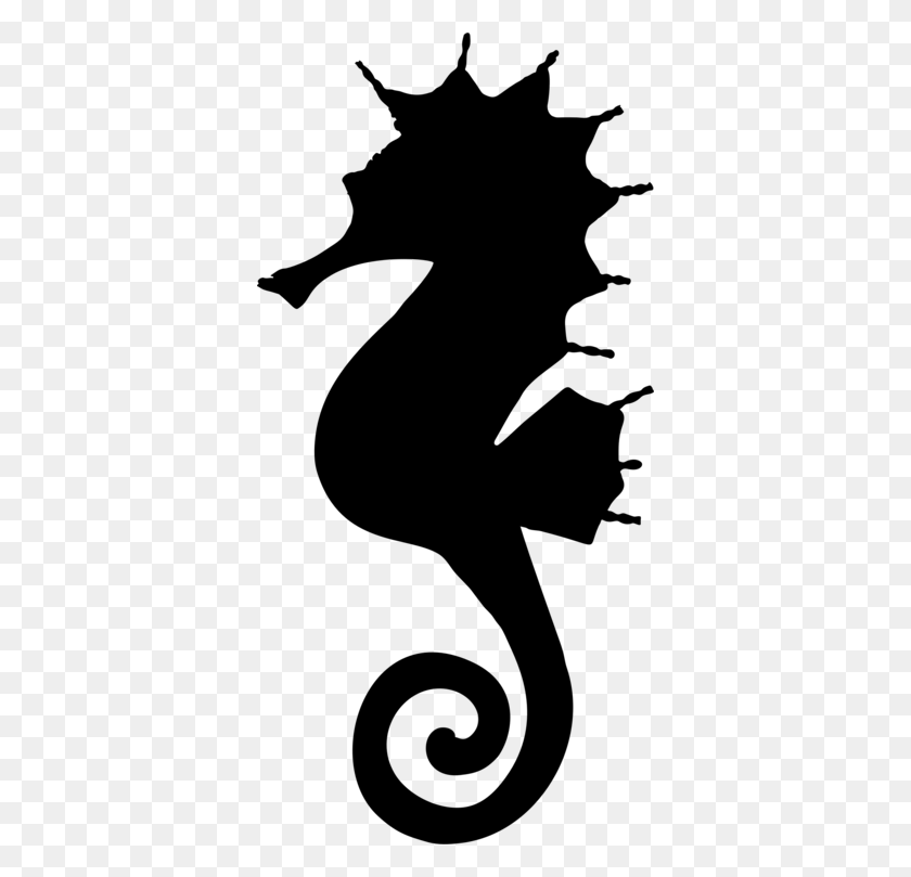 366x749 Silhouette Drawing White's Seahorse Great Seahorse Pipefishes - Seahorse Black And White Clipart
