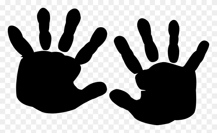1290x750 Silhouette Finger Printing Hand Black - Child Hand Clipart