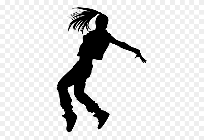 374x518 Silhouette Girl Dancer Wall Sticker - Hip Hop Dance PNG