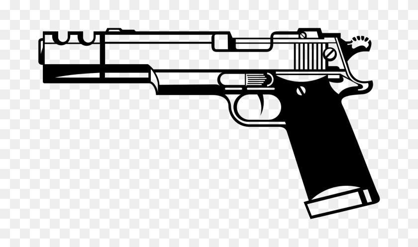 1280x718 Silueta De Pistola - Rifle Clipart Blanco Y Negro