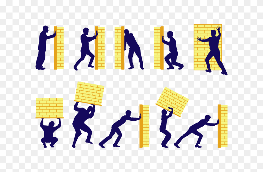 700x490 Silhouette Man Pushing A Wall - Workout Clipart
