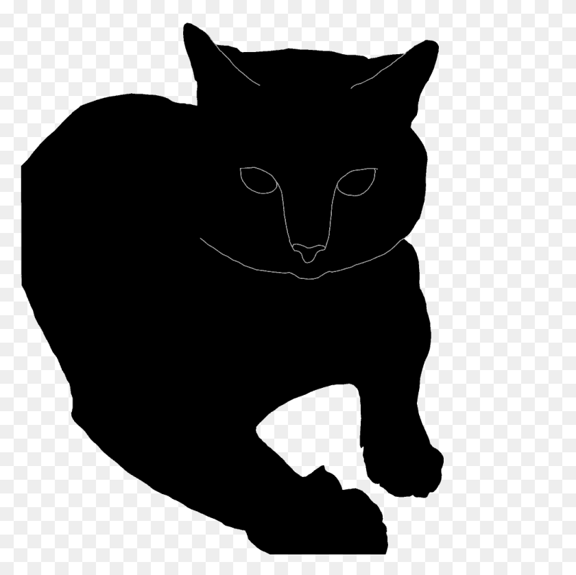1000x1000 Silhouette Of A Cat - White Cat PNG