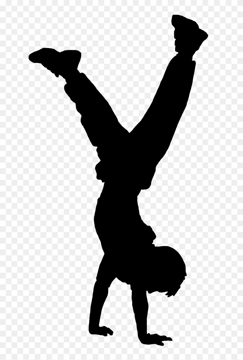 678x1181 Silhouette Of Boy Doing Handstand Silhouettes Silhouette - Boy Dancing Clipart