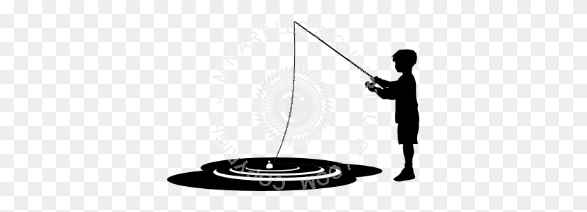 361x243 Silhouette Of Boy Fishing In Pond - Fishing Black And White Clipart