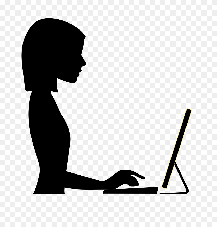 2288x2400 Silhouette Of Female Typing On A Computer Icons Png - Lady Silhouette PNG