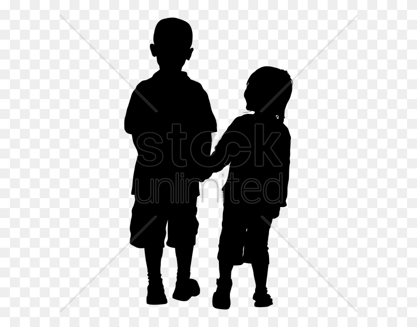 600x600 Silhouette Of Kids Holding Hands Vector Image - Children Silhouette PNG
