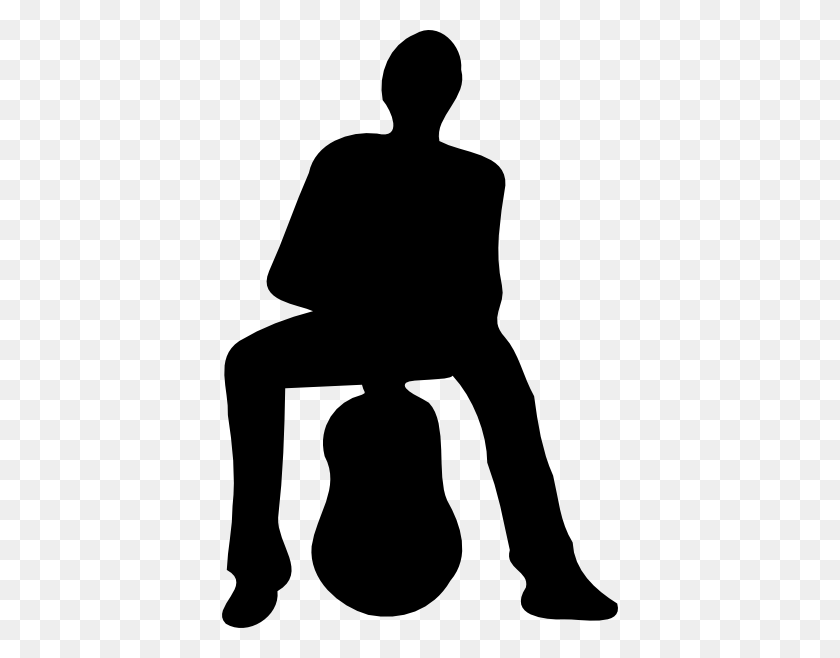 396x598 Silhouette Of Man And Guitar Clip Art - Guitar Player Clipart