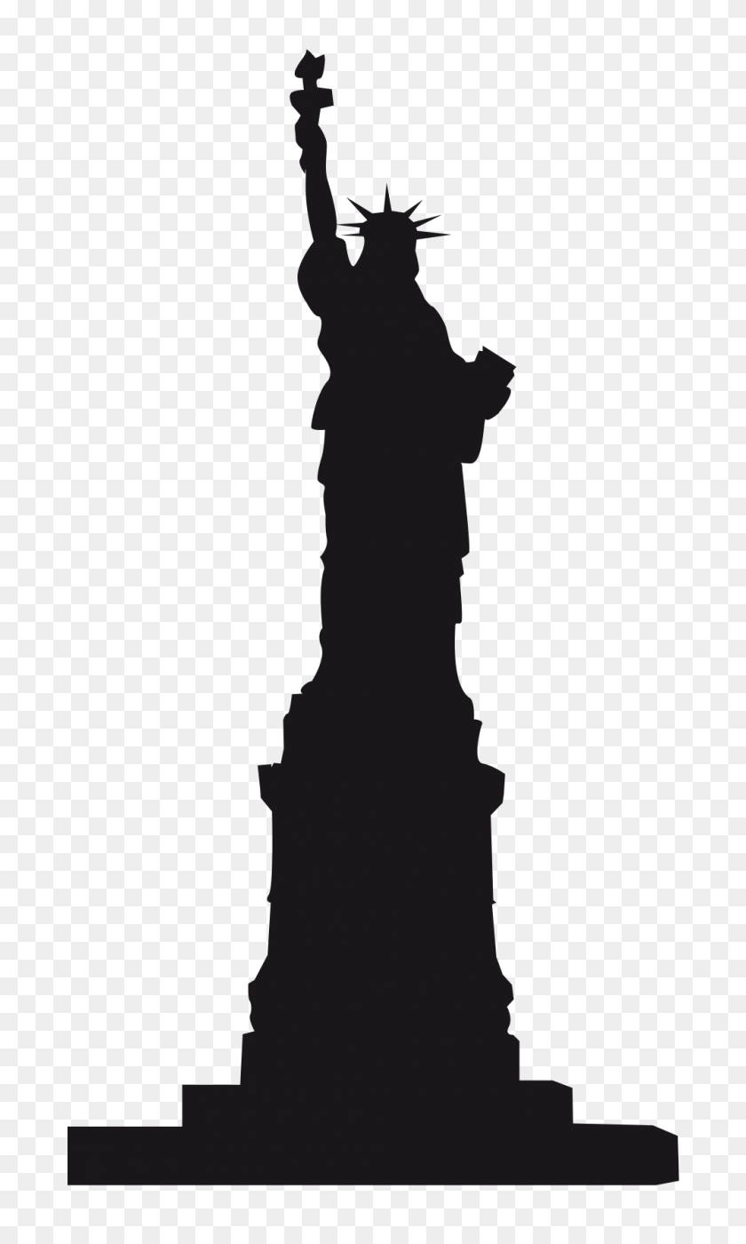 1000x1718 Silhouette Of The Statue Of Liberty In New York - Clipart Statue Of Liberty
