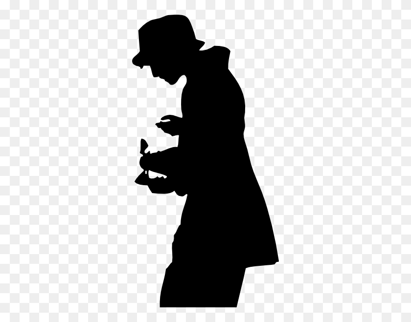 300x599 Silhouette Person With Hat Clip Art Free Vector - Hoodie Clipart