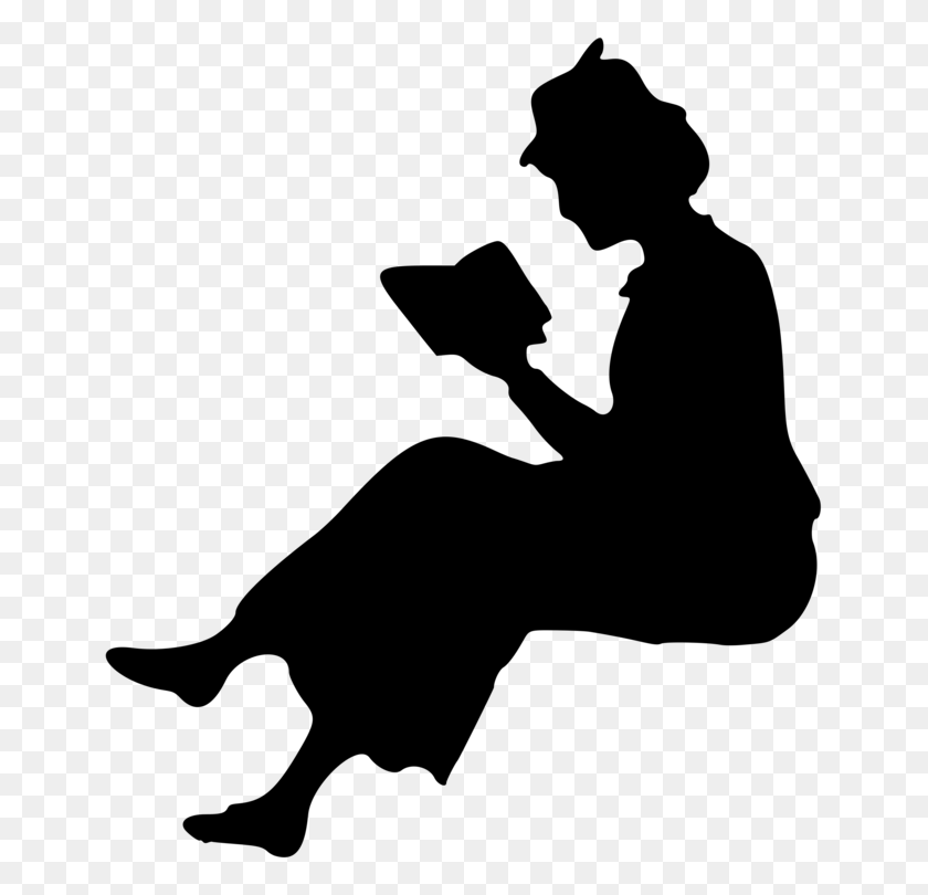 657x750 Silhouette Reading Book Woman Sticker - Reading Clipart Free