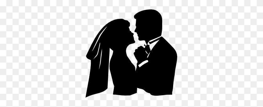 293x282 Silhouette Silhouette, Bride - Bride And Groom Clipart Black And White