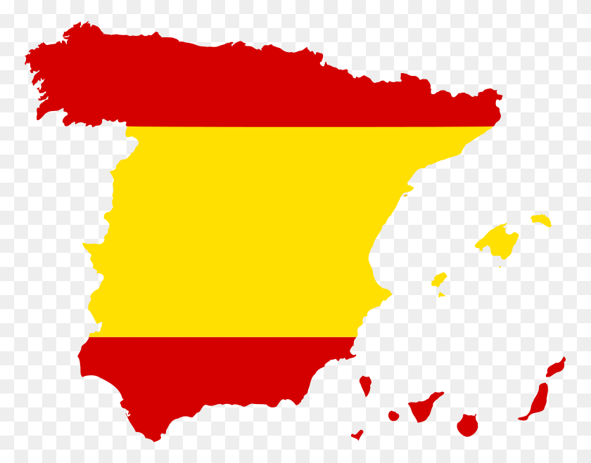 769x599 Silhouette Spain With Flag - Spain Flag PNG