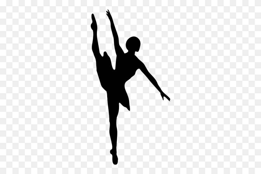 256x500 Silhouette Vector Clip Art Of Ballet Dancer - Trampoline Clipart Black And White