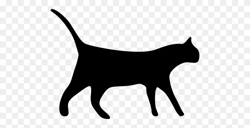 500x371 Силуэт Вектор Картинки Черной Кошки - Домашние Животные Черно-Белый Клипарт