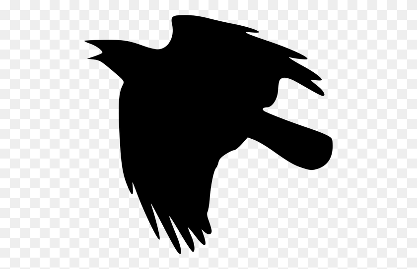 500x483 Силуэт Векторное Изображение Взлетающей Ворона - Черно-Белый Клипарт Ворона