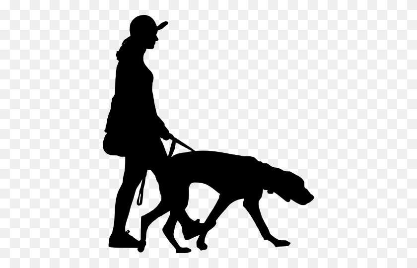 426x480 Silhouette, Walking, Dog, Women Paper Cutting Silhouettes - Girl Walking Dog Clipart