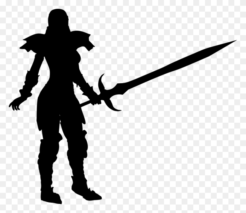 874x750 Silhouette Warrior Female Character - Warrior Clipart Black And White