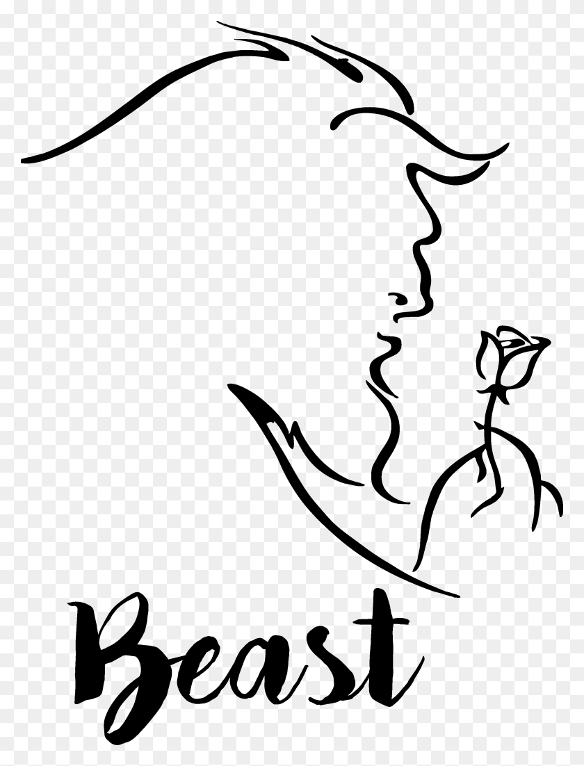 2445x3269 Silhouettes Beauty - Beauty And The Beast Black And White Clipart
